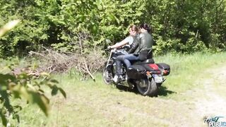 Goddess little dark haired nailed outdoors of the park with dirty