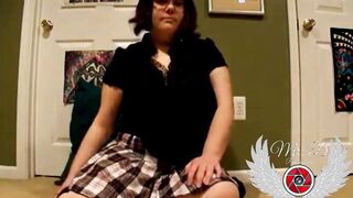 Alone at home having fun clothed as a cat hungry for