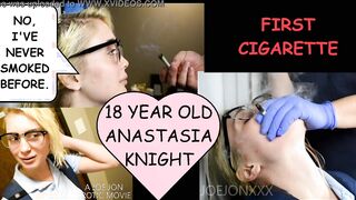 18 year old year older schoolgirl Anastasia Knight smokes cigarette for the