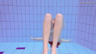 Fun nude girls got erotic into the pool