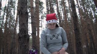 Julia Can't Hold Back Anymore and Pisses into the forest, where walked another people