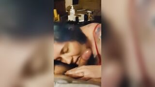 Blow job deep throat cum inside mouth