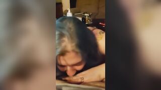 Blow job deep throat cum inside mouth