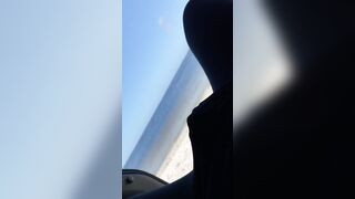 Masturbating by the beach into outdoor trying to not got caught