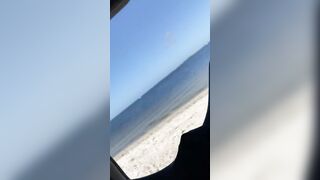 Masturbating by the beach into outdoor trying to not got caught
