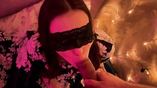 Holiday New Year head from a crazy hot woman into a mask and dress