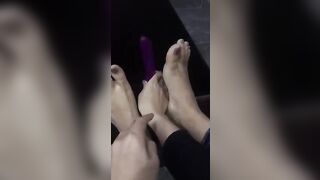 Footwork on sex toy