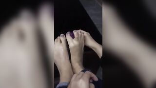 Footwork on sex toy
