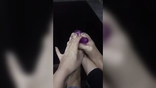 Footwork on sex toy