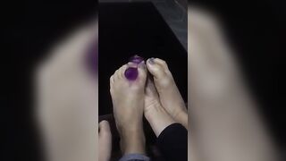 Footwork on sex toy
