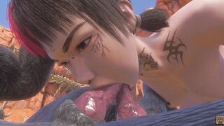 Adorable oriental bimbos gets Gangbanged with four Goat Demons (Furry)