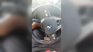 Step cougar risky hand job into the vehicle wash make step son dick ejaculate on steering wheel