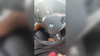 Step cougar risky hand job into the vehicle wash make step son dick ejaculate on steering wheel