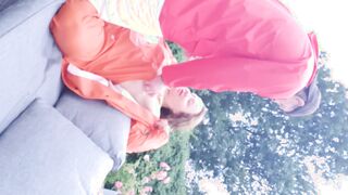 Hand Job and squirt on wifey's long hooters wearing rainwear and latex boots