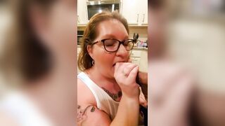 Kitchen Bj and HOT CUM FACIAL for BWW wifey.