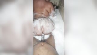 White women with cakes wanted to be romantic sucking off and fucking BBC into a bubble bath-tub (pov)