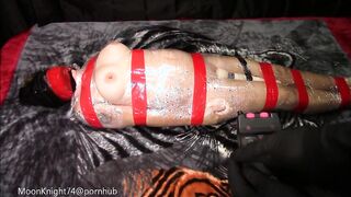 Consensual Mummification - 30 minute Electro anal plug & Magic wand leads to multiple orgasms
