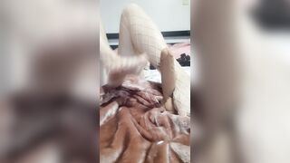 Dick kicking and ball squeeze inside fishnets