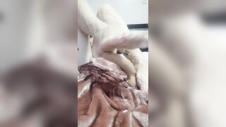 Dick kicking and ball squeeze inside fishnets