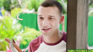Stepbrother getting his huge rough on jerked and blown by