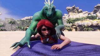 Furry Lizardman enjoying present