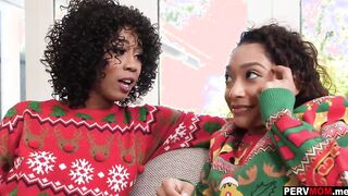 Ebony stepmom Misty Stone and step-daughter Sarah Lace xmas 3 way