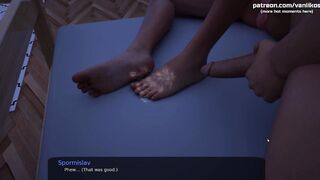 Rubbing a long penis between stepsister's thin thighs l My