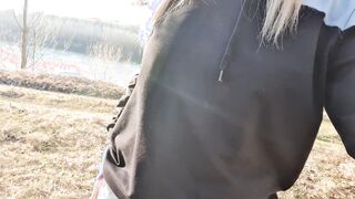 Outside touching tits and vagina Freaky blondy