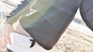 Outside touching tits and vagina Freaky blondy