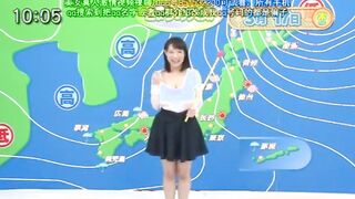 Big Titted Japanese News Caster Slides On A Performance