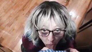 pov LONG JIZZED & FACIAL w/ Tiny, Adorable cunt with mouth into Glasses