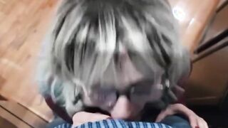 pov LONG JIZZED & FACIAL w/ Tiny, Adorable cunt with mouth into Glasses