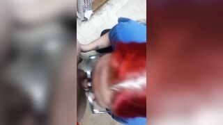 Red oral sex cougar sloppy oral sex cum drink