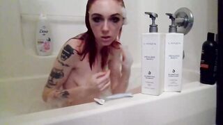 Red Haired Mom Takes A Bubble Bath-Tub and Shaves