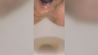 Ebony Pig with Unshaved Butt and Snatch Lubes Her Gross Cunt With Crazy Wc Water