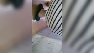 Step cougar cleaning floor without lingerie under skirt got nailed by step son