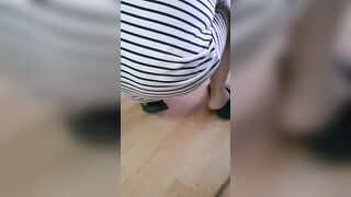 Step cougar cleaning floor without lingerie under skirt got nailed by step son