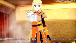 Konosuba Cartoon: Darkness Blows Kazuma's Cock Until Cum inside Mouth