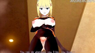 Konosuba Cartoon: Darkness Blows Kazuma's Cock Until Cum inside Mouth