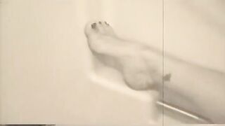 Classic BBW Into Shower Cumming and Showing Toes and Close Up Clitoris