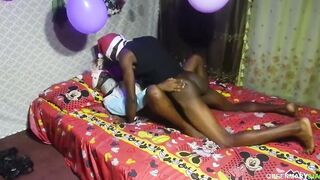 Slim women get plowed by a monster penis on Christmas