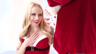 Small blonde Paris White fucks Santa's long penis