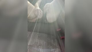 Skank masturbating inside vehicle