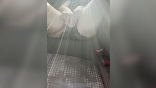 Skank masturbating inside vehicle