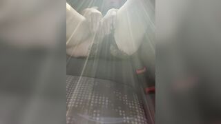 Skank masturbating inside vehicle
