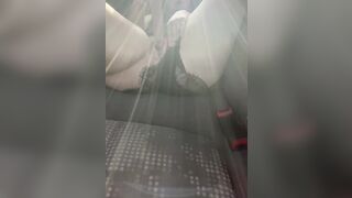 Skank masturbating inside vehicle