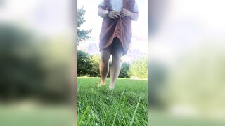 Bbw strip and piss outdoor