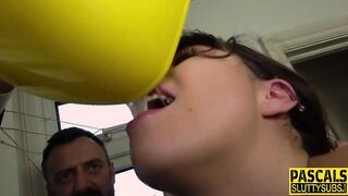 Real slave deepthroating penis