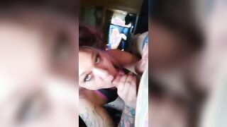 Goth Hotwife Sunshyne deep head facial and oral cumshot!