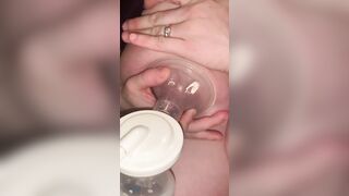 Pregnant breeding milking her huge humongous lactating hooters with her breast pump